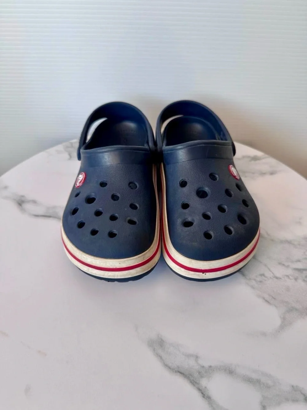 CROCS Kids Navy Clog with Red and White Stripe